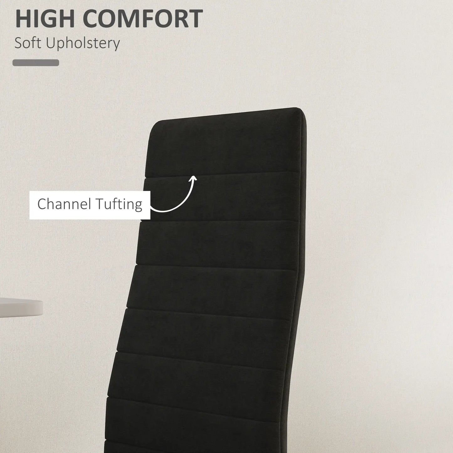 Modern Dining Chairs, Set of 4, High Back Upholstery, Metal Legs, Black Dining Chairs at Gallery Canada