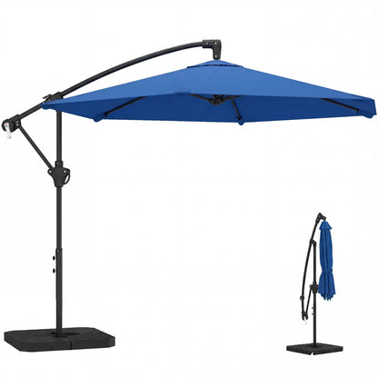 9.7 ft Offset Patio Umbrella, Water/Sand Fillable Weights, Navy Blue Offset Cantilever Umbrellas at Gallery Canada