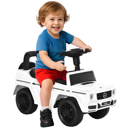 Baby Toddler Push Car, Foot-to-Floor Ride-On Wheel, White