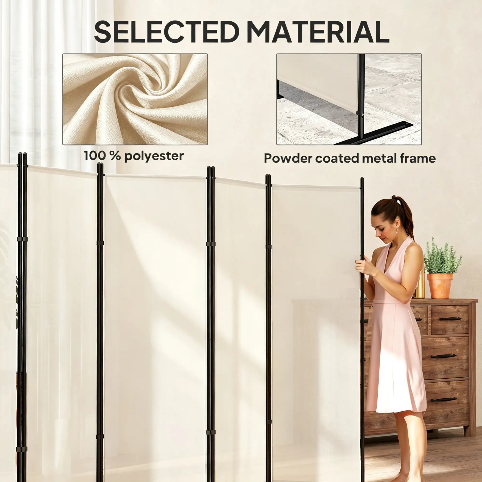 6 Ft Folding Room Divider, Portable Privacy Screen, Beige Room Dividers at Gallery Canada