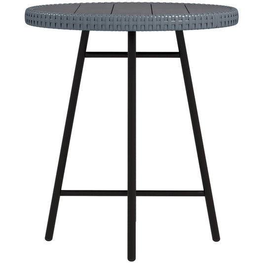 Wicker End Table, Plastic Wood Top, X-Shape Support, Grey Patio Side Tables Black and Grey at Gallery Canada