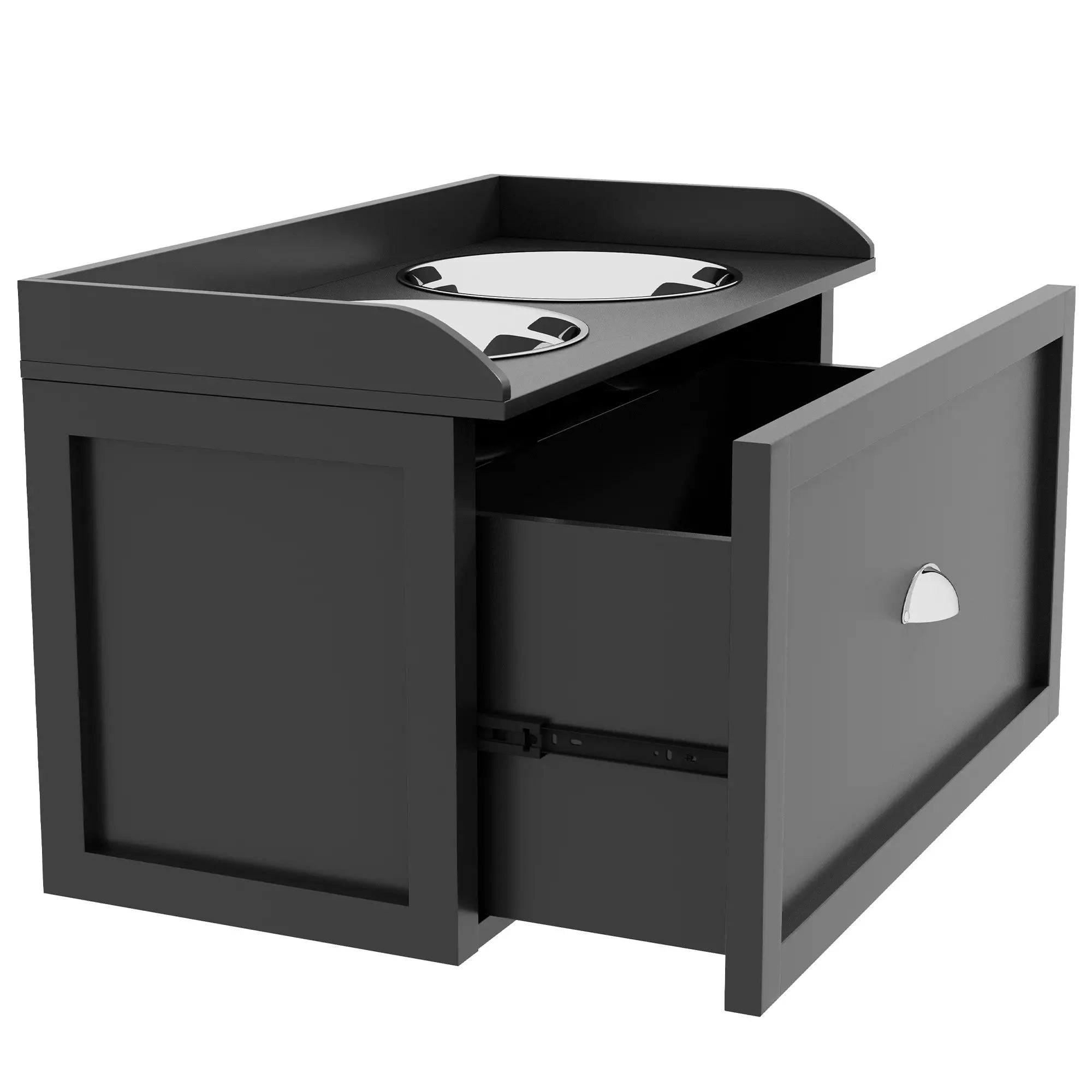 Raised Dog Bowls with Storage, 2 Stainless Steel Bowls, 23.6