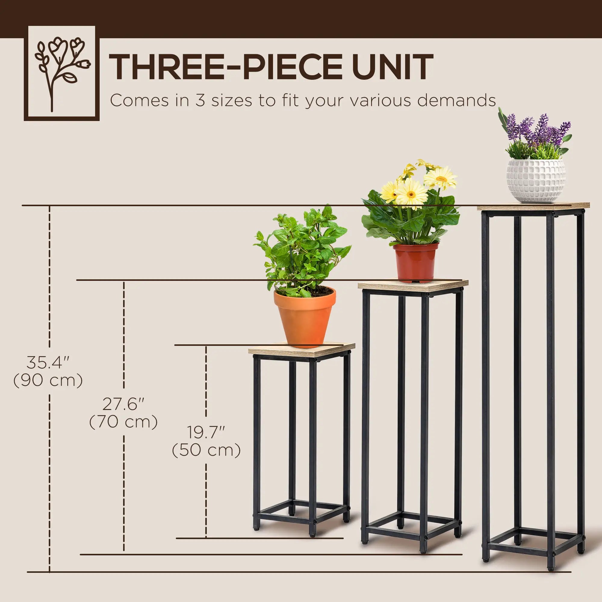 3 Pack Metal Plant Stand, Indoor Outdoor Rack, Decorative Flower Holder Plant Stands at Gallery Canada