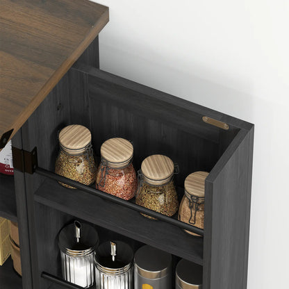 47 Inch Kitchen Pantry Cabinet, Adjustable Shelves, Black Kitchen Pantry Cabinets at Gallery Canada