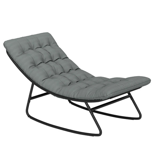 Outdoor Rocking Chair with Cushion, Steel Frame, Grey