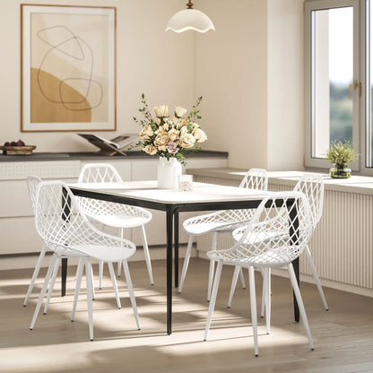 Modern Dining Chairs Set of 4, Plastic with Metal Legs, White Dining Chairs at Gallery Canada