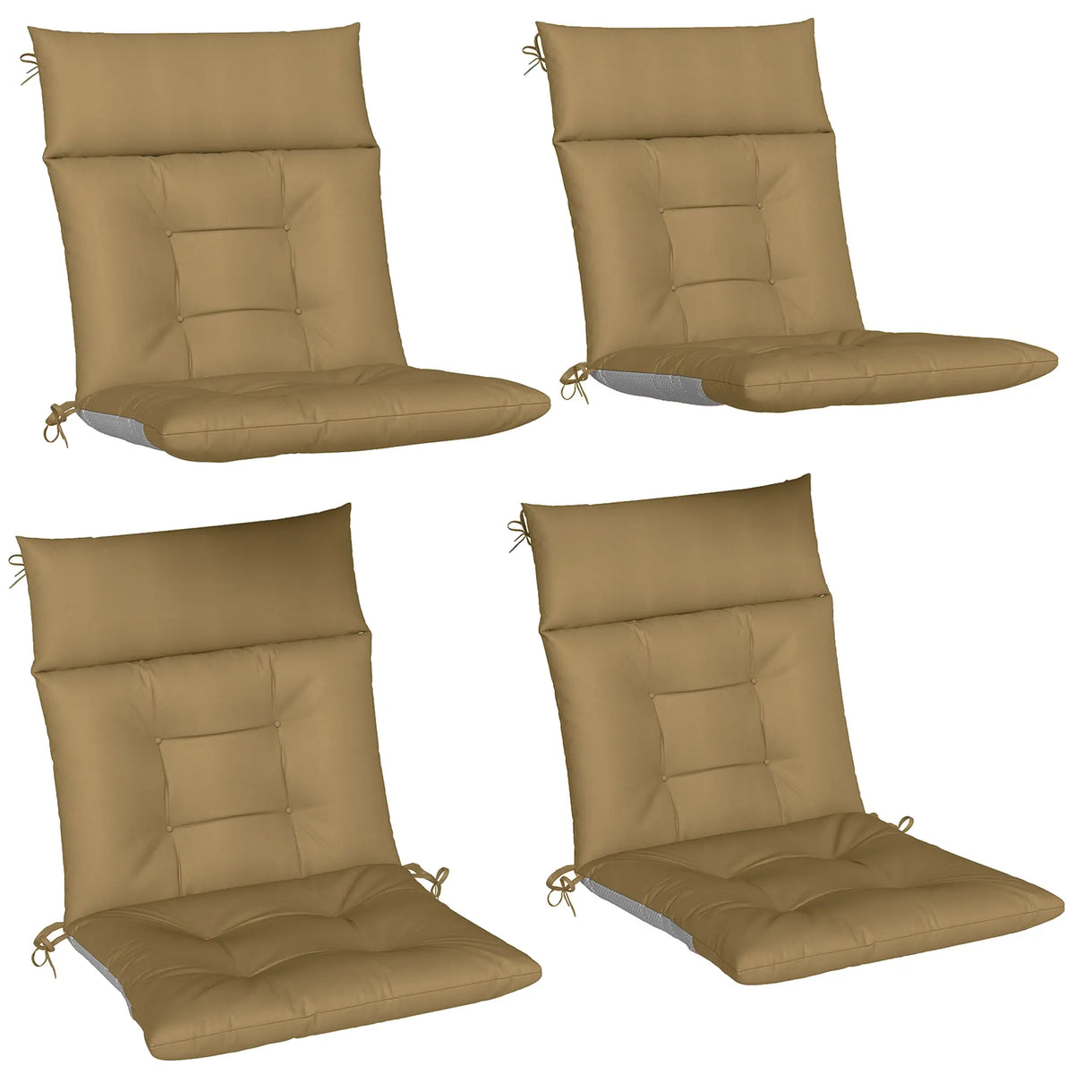 Patio Chair Cushions Set Of 4, Waterproof Non-Slip, 44"x21", Khaki Patio Chair Cushions at Gallery Canada