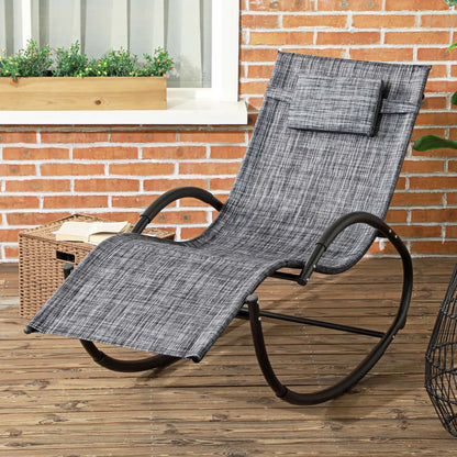 Outdoor Rocking Chair, Zero Gravity Rocker with Mesh Seat, Padded Pillow, Grey Outdoor Rocking Chairs at Gallery Canada