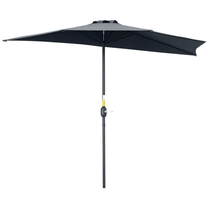 9ft Half Round Umbrella, Outdoor Patio Sun Shade, 5 Ribs, Grey Sun Umbrellas Grey at Gallery Canada