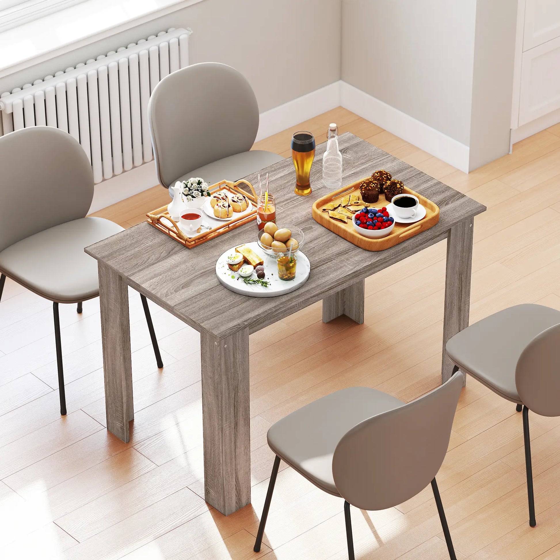 47" Kitchen Table for 4-6 People, Wood Effect, Light Grey Dining Tables at Gallery Canada
