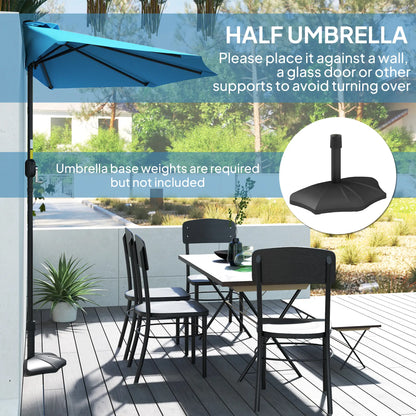 9ft Half Round Umbrella, 5 Ribs, Patio Garden Sun Shade, Light Blue Half Round Umbrellas at Gallery Canada