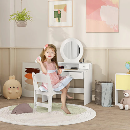 Kids Vanity Set, Makeup Table with Mirror, Stool, Drawers, White Toy Vanity at Gallery Canada