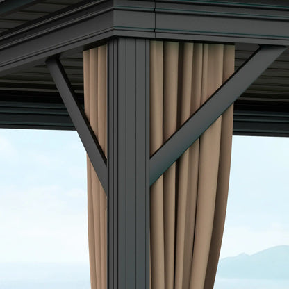 10' x 10' Hardtop Gazebo, Double Tier Metal Roof, Dark Brown Gazebos at Gallery Canada