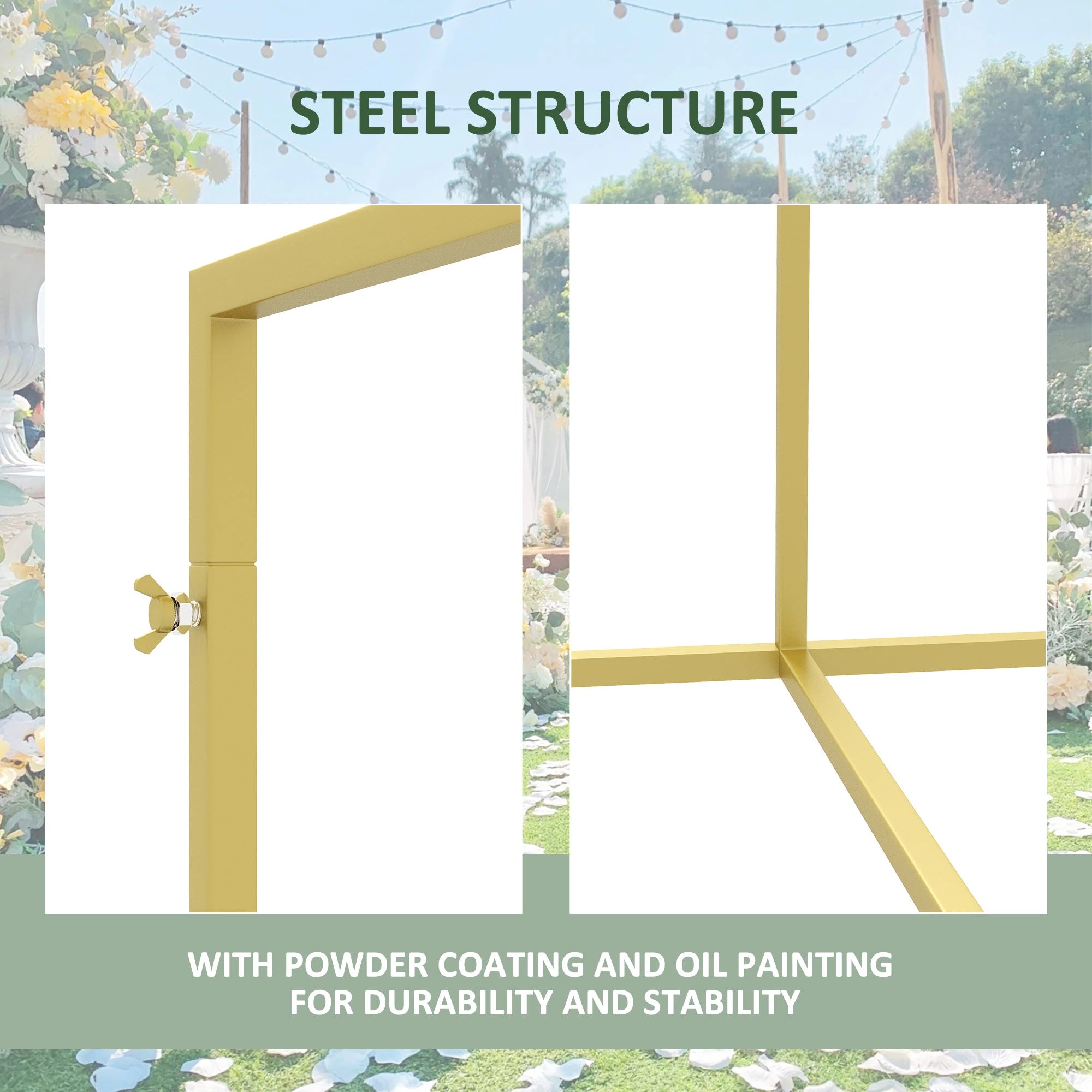 6.6 x 6.6FT Backdrop Stand, Square Metal Wedding Arch, Gold Garden Arches at Gallery Canada