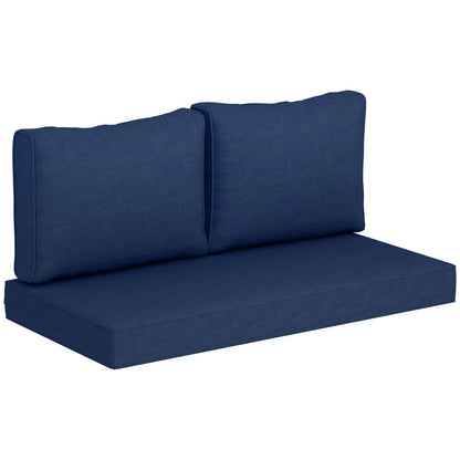 2 Seater Outdoor Seat Cushions with Backrest, Fade-Resistant, Navy Blue Patio Chair Cushions at Gallery Canada