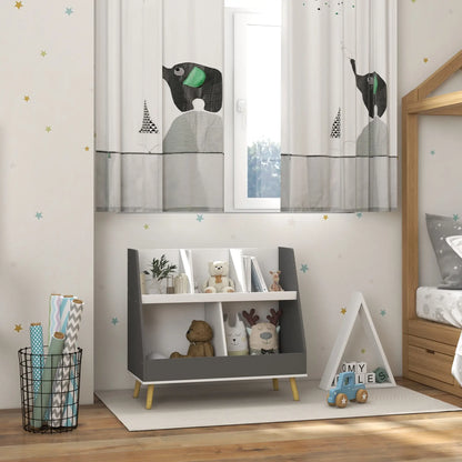 2 Tier Kids Toy Organizer, 5 Compartments, Anti-Tip, Nursery, Playroom, Grey Bookshelves & Bookcases at Gallery Canada