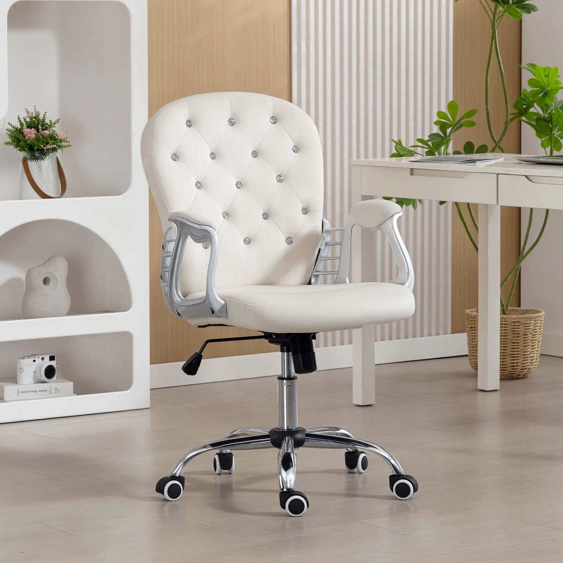 Office Chair, Adjustable Height, Tufted Back, Cream White Task Chairs at Gallery Canada