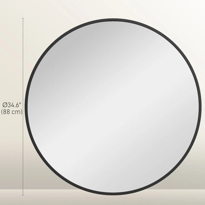 36" Round Mirror, Bathroom Wall Mirror, Metal Frame, Black Wall Mirrors at Gallery Canada