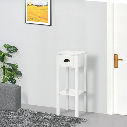 2 Tier Side Table, Set of 2, Narrow Tall End Table with Drawer, White Side Tables at Gallery Canada