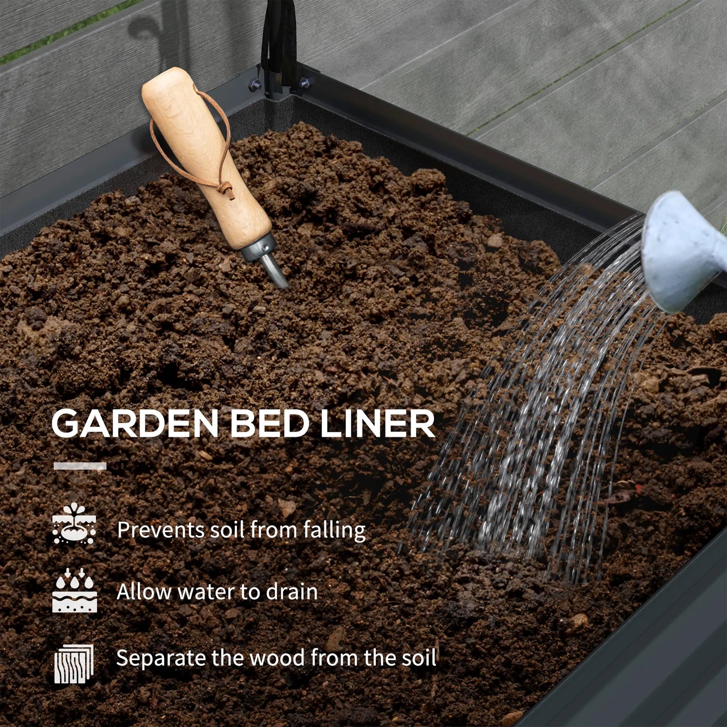 Metal Raised Garden Bed With Cover, With Bottom Shelf And Liner, Dark Grey Elevated Garden Beds at Gallery Canada