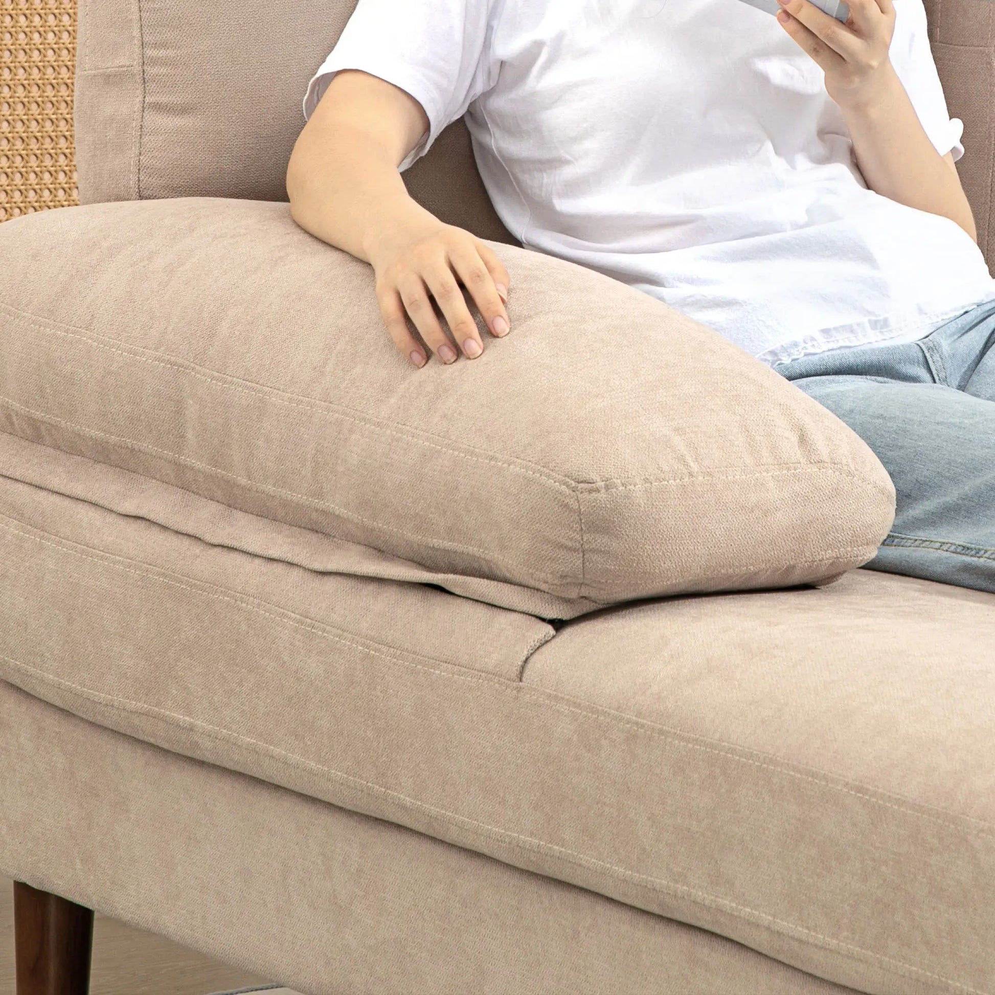 U Shape Couch, Double Chaise Lounge, 4 Seater Sofa, Wooden Legs, Beige Sofas & Reclining Chairs at Gallery Canada