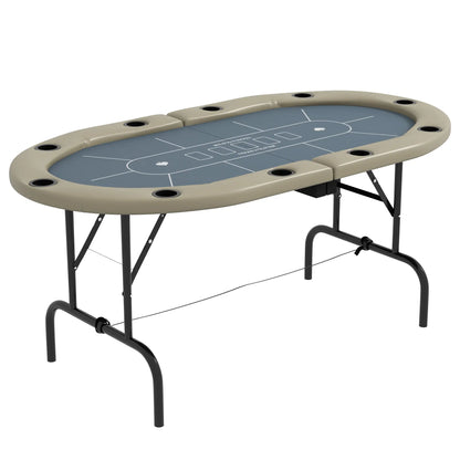 Foldable Poker Table, 70" Oval, With Cup Holders, Blue Game Tables at Gallery Canada
