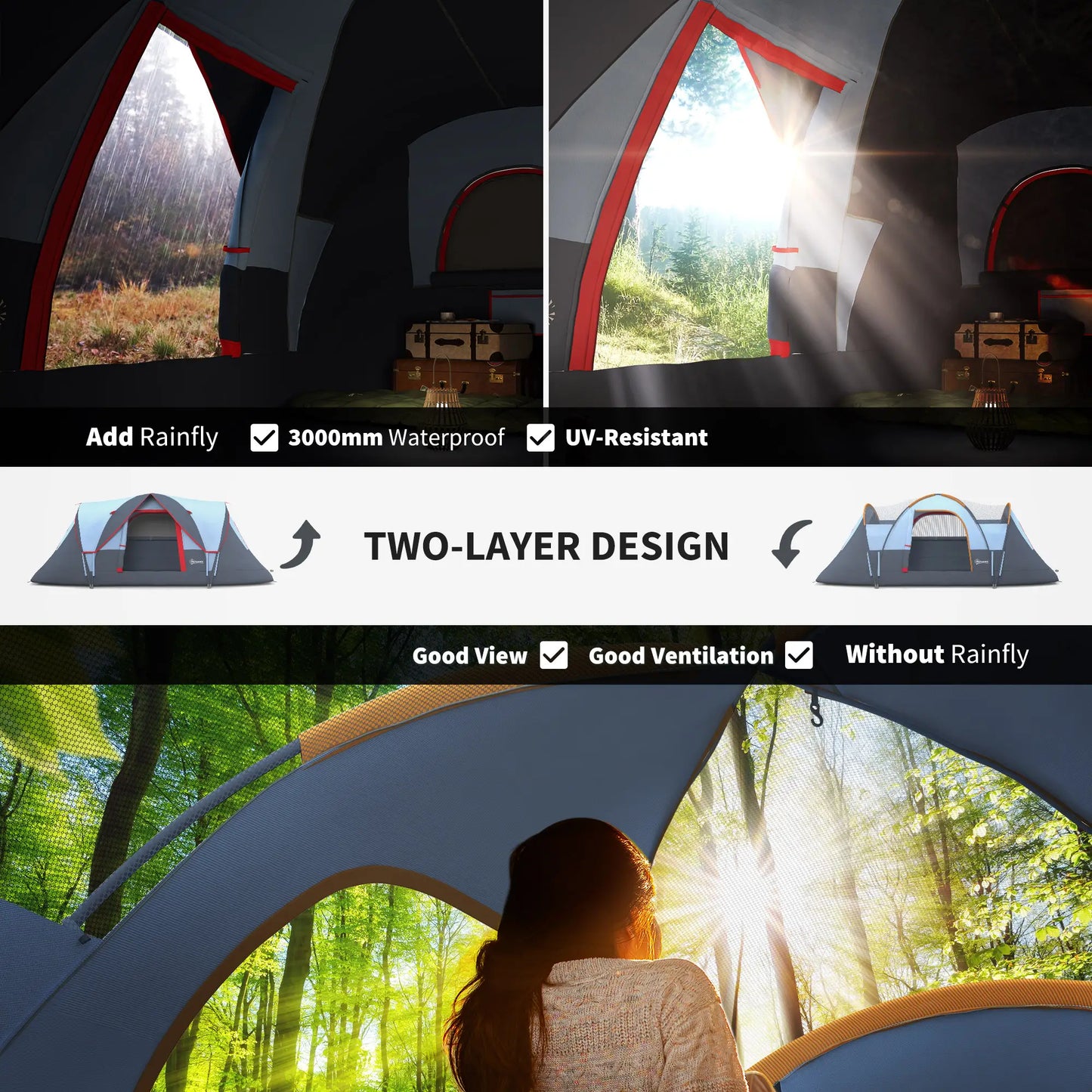 5-6 Person Family Tent, Outdoor Camping Tent, Grey Camping Tents at Gallery Canada