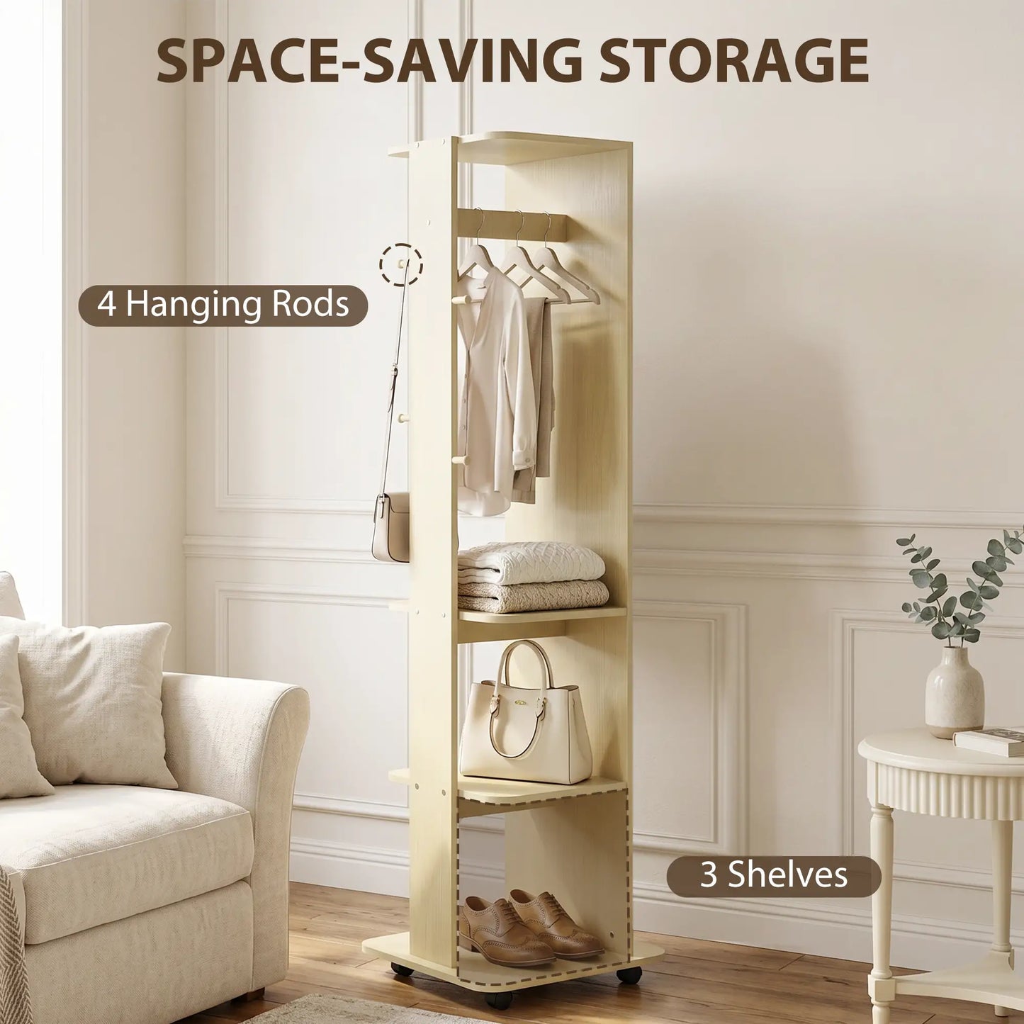 15" X 62" Full Length Mirror With Storage Shelves, Natural Wood Full Length Mirrors at Gallery Canada