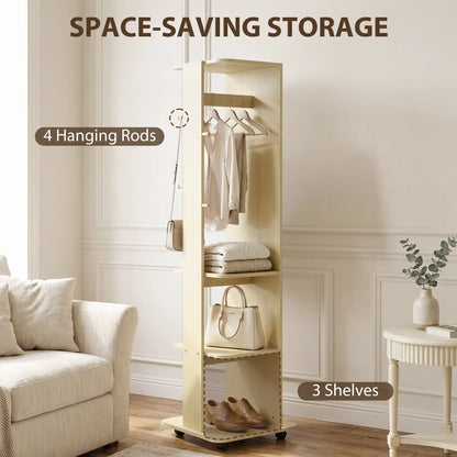 15" X 62" Full Length Mirror With Storage Shelves, Natural Wood Full Length Mirrors at Gallery Canada