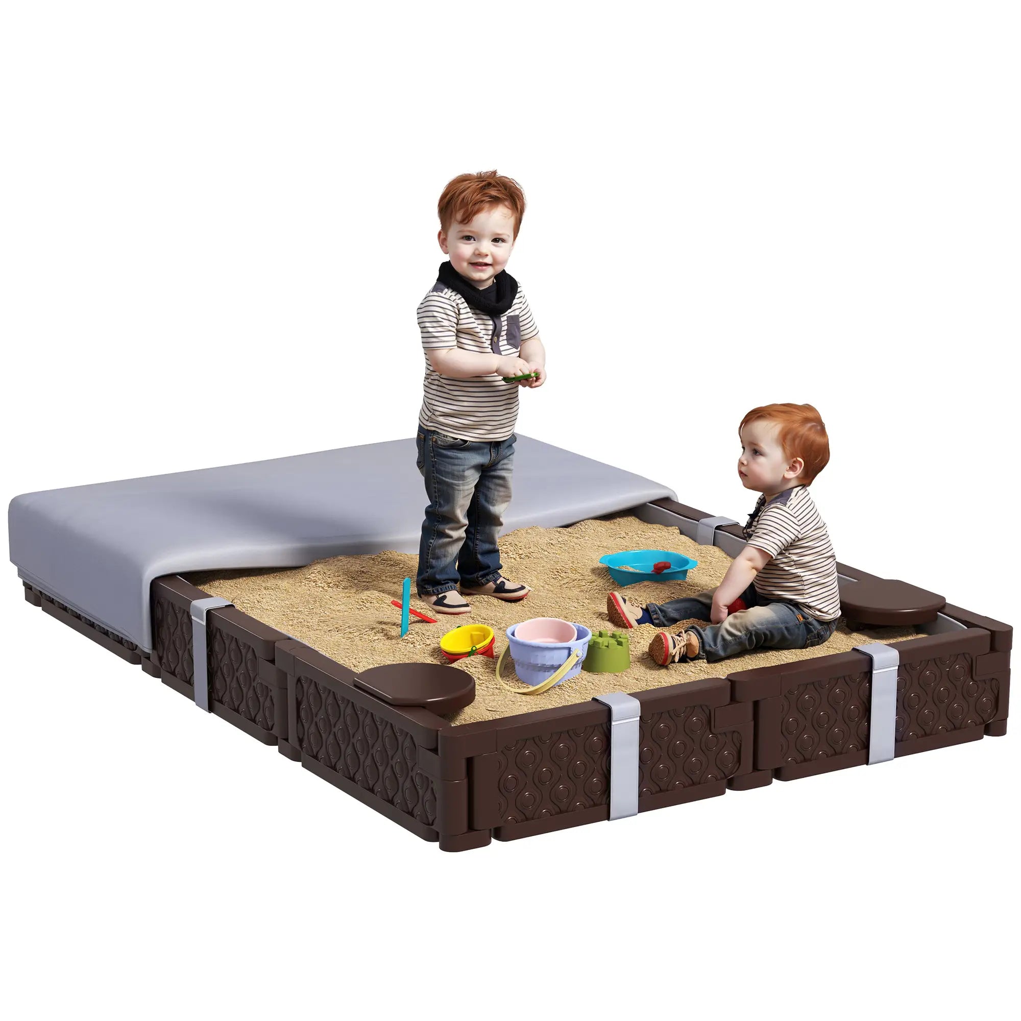 Kids Sandbox With Cover, 4 Corner Seats, 73