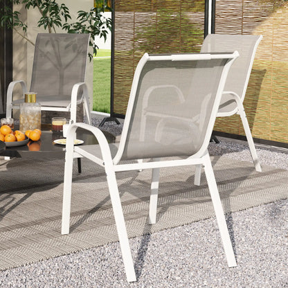 Outdoor Dining Chairs, Stackable With High Back, Breathable Mesh Seat, White Outdoor Dining Sets at Gallery Canada