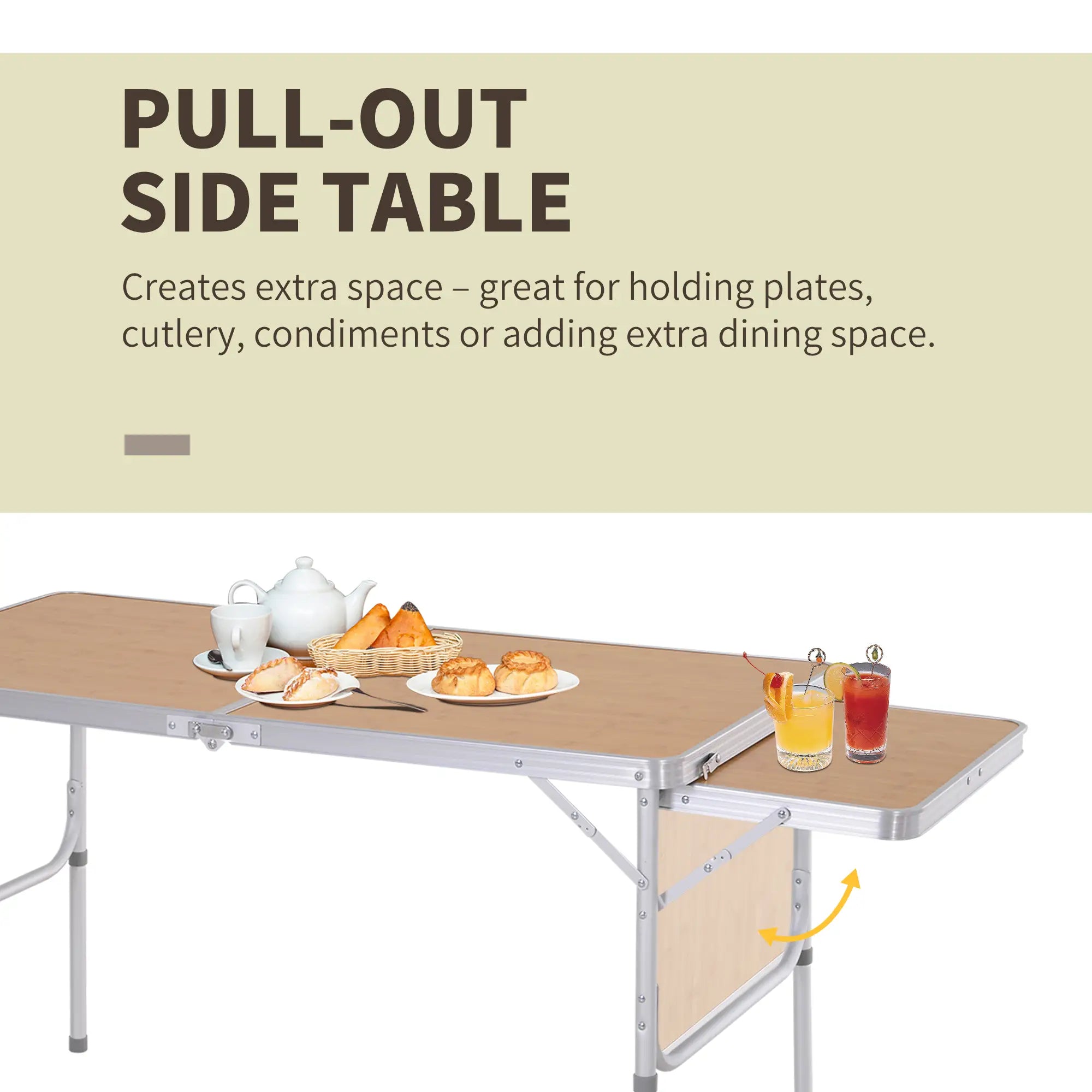 4ft Outdoor Aluminum Folding Table, Adjustable Height, Lightweight, Portable Picnic Tables & Camping Chairs at Gallery Canada