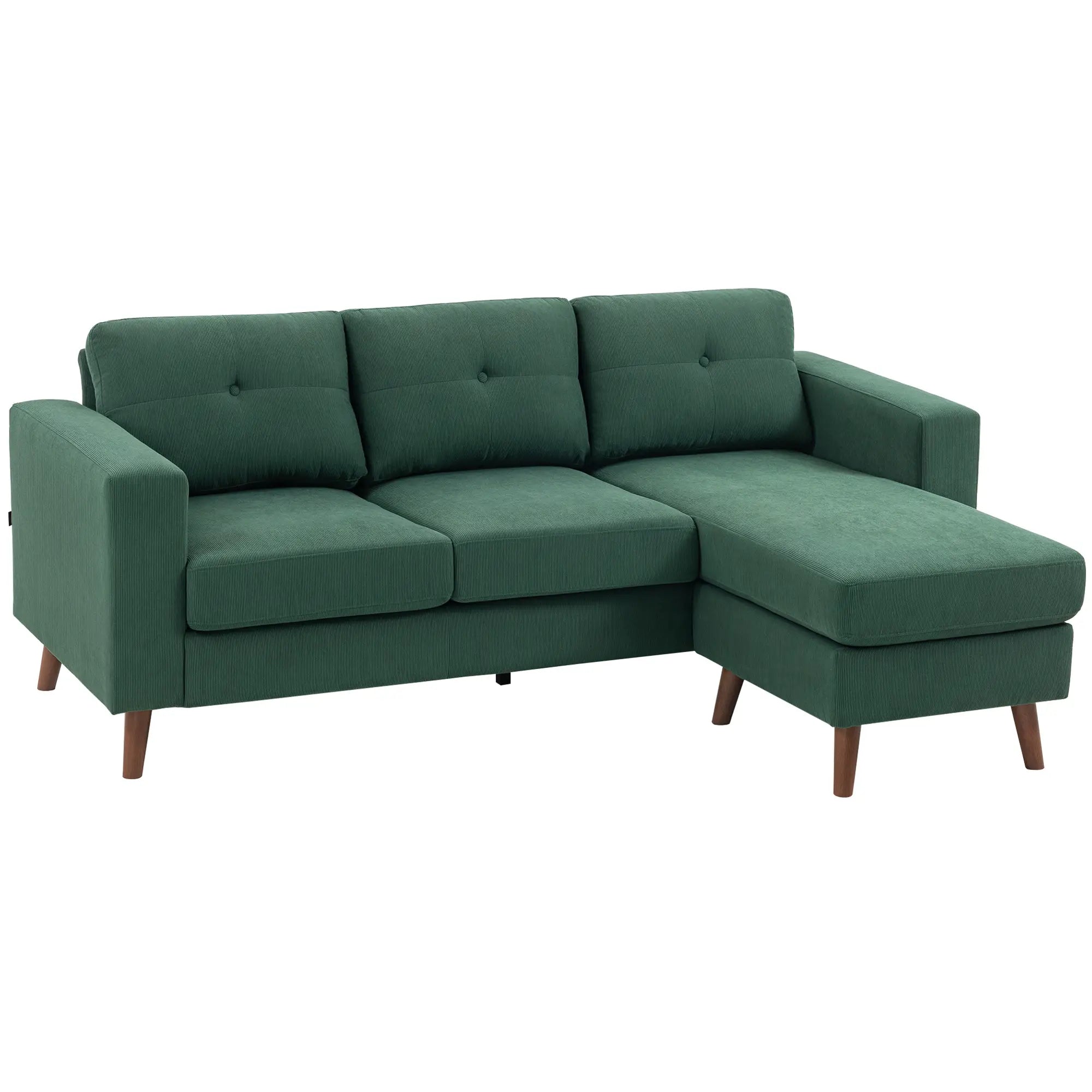 Sectional Sofa with Changeable Chaise, 3 Seat L-Shaped, Dark Green 3-Seater Sofas at Gallery Canada