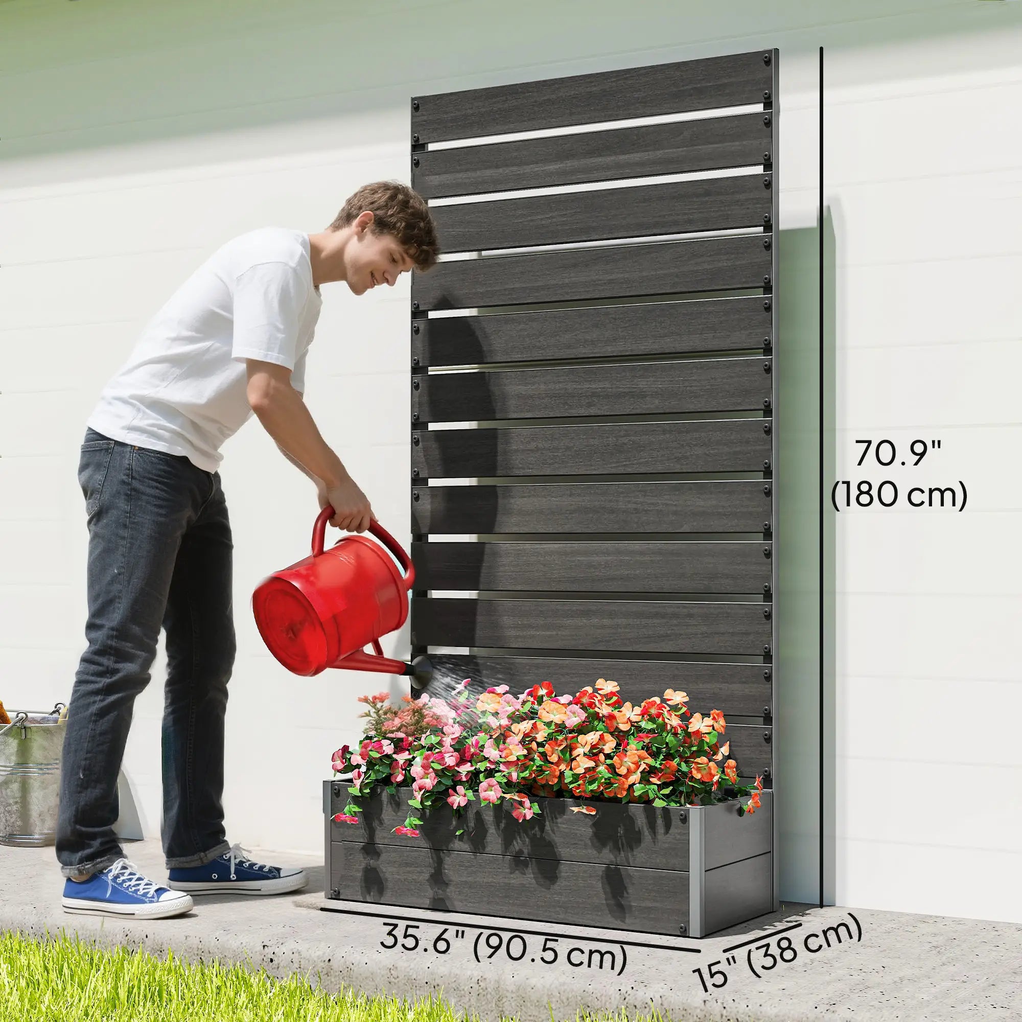 Trellis Planter for Climbing Plants, Raised Garden Bed, Outdoor, Black Raised Garden Beds at Gallery Canada