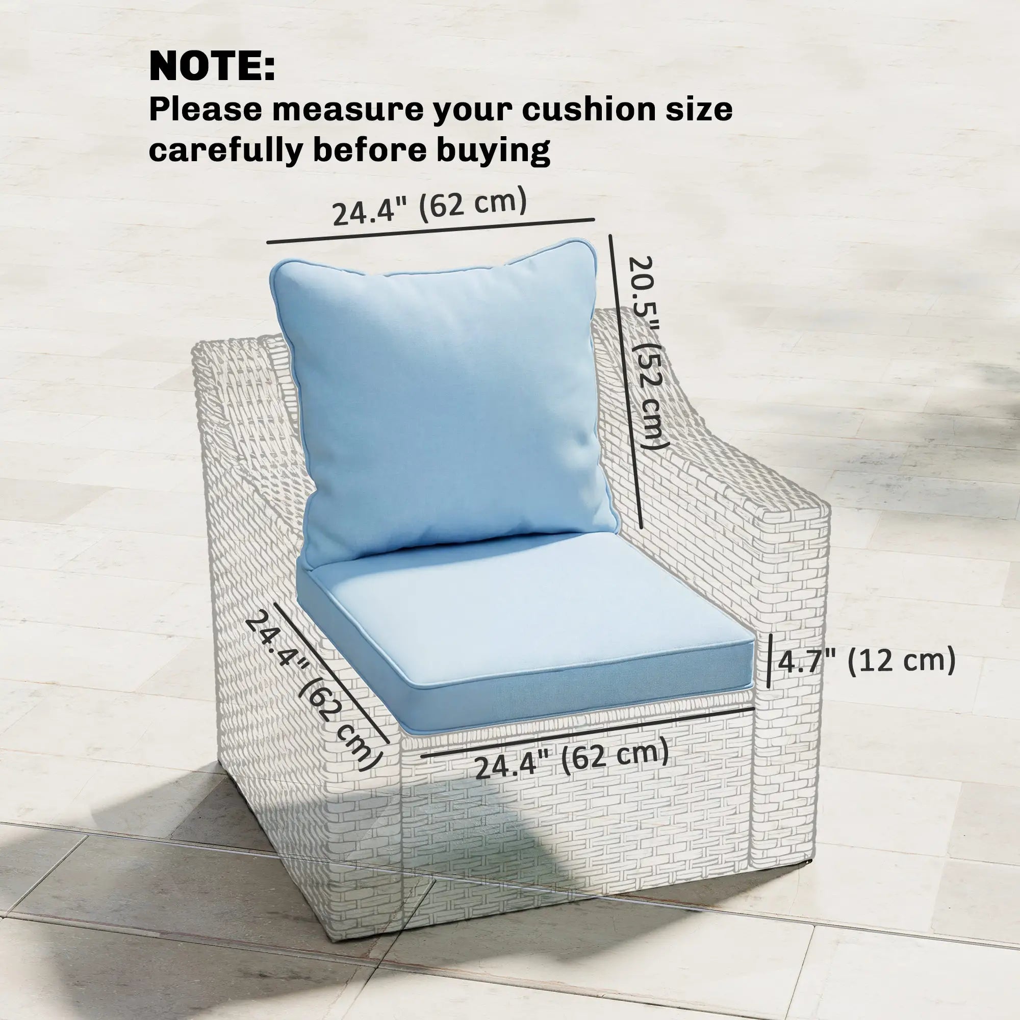Patio Chair Cushions Set, Replacement Set of 2, Light Blue Patio Chair Cushions at Gallery Canada