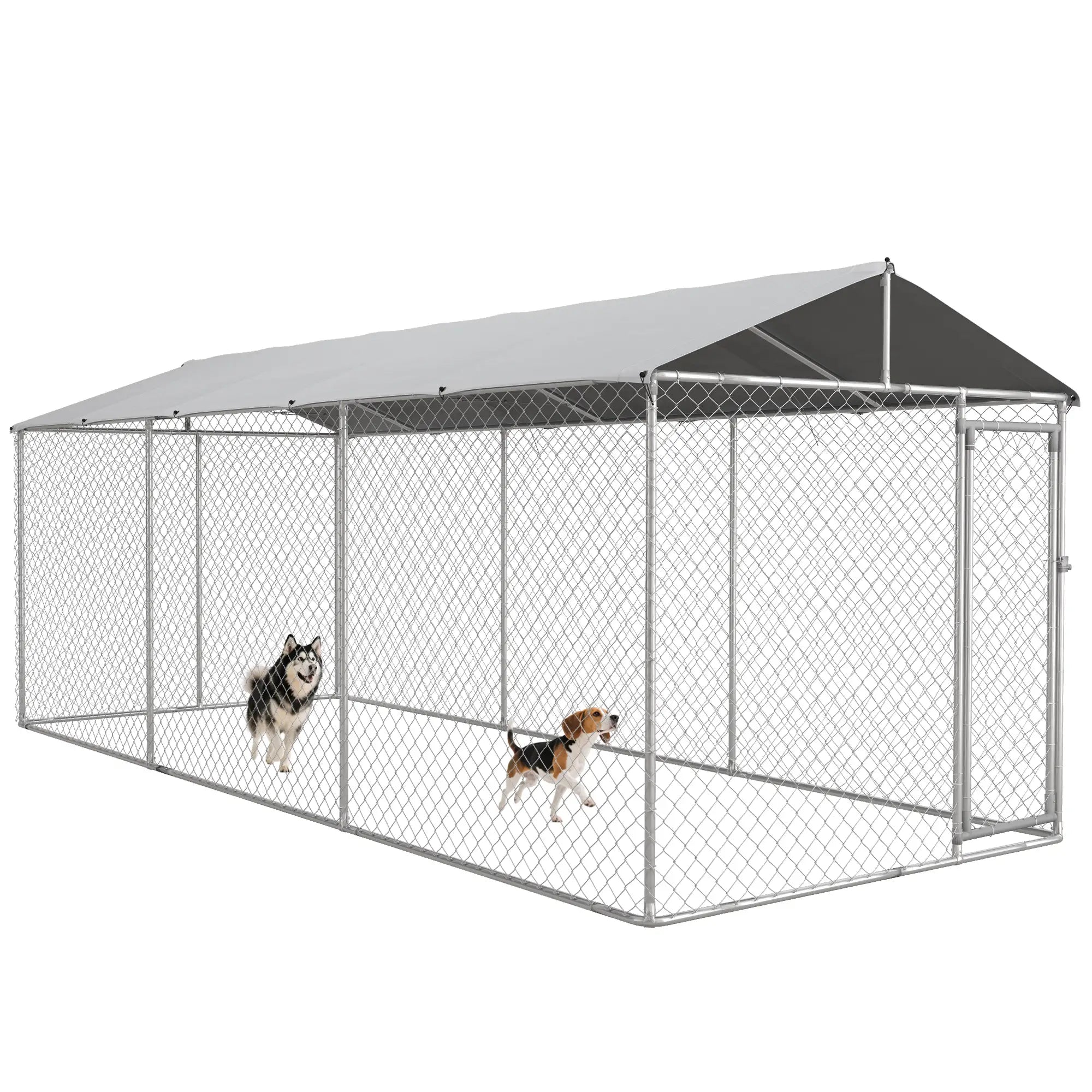19.7' x 7.5' x 7.5' Outdoor Dog Kennel, Waterproof UV Resistant Cover, Silver Houses, Kennels & Pens at Gallery Canada
