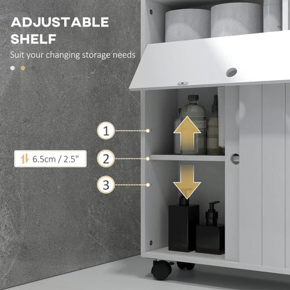 Bathroom Storage Cabinet, 20.5" x 6.75" x 26.5", Rolling Wheels, White Bathroom Cabinets at Gallery Canada