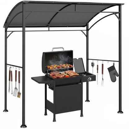 7' x 5' Charcoal Grey Garden Grill Canopy, BBQ Gazebo Tent With Steel Frame, Charcoal Grey BBQ Grill Gazebos at Gallery Canada