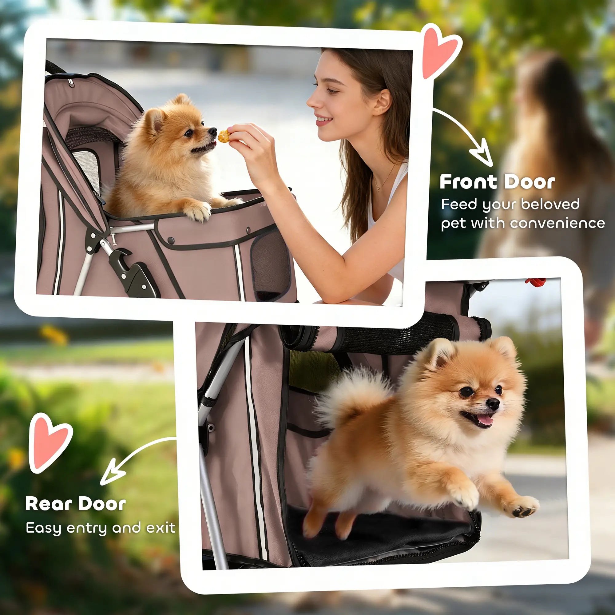 3 Wheels Foldable Dog Stroller, Storage Basket, Adjustable Canopy, Coffee Dog Bike Trailers & Strollers at Gallery Canada