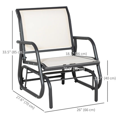 Patio Glider, Breathable Mesh Seat, Metal Frame Swing Chair, Cream Outdoor Gliders at Gallery Canada