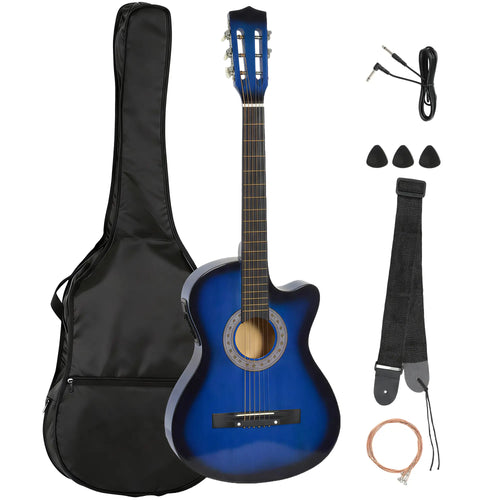 38 Inch Full Size Acoustic Electric Guitar, Gloss Finish, Blue