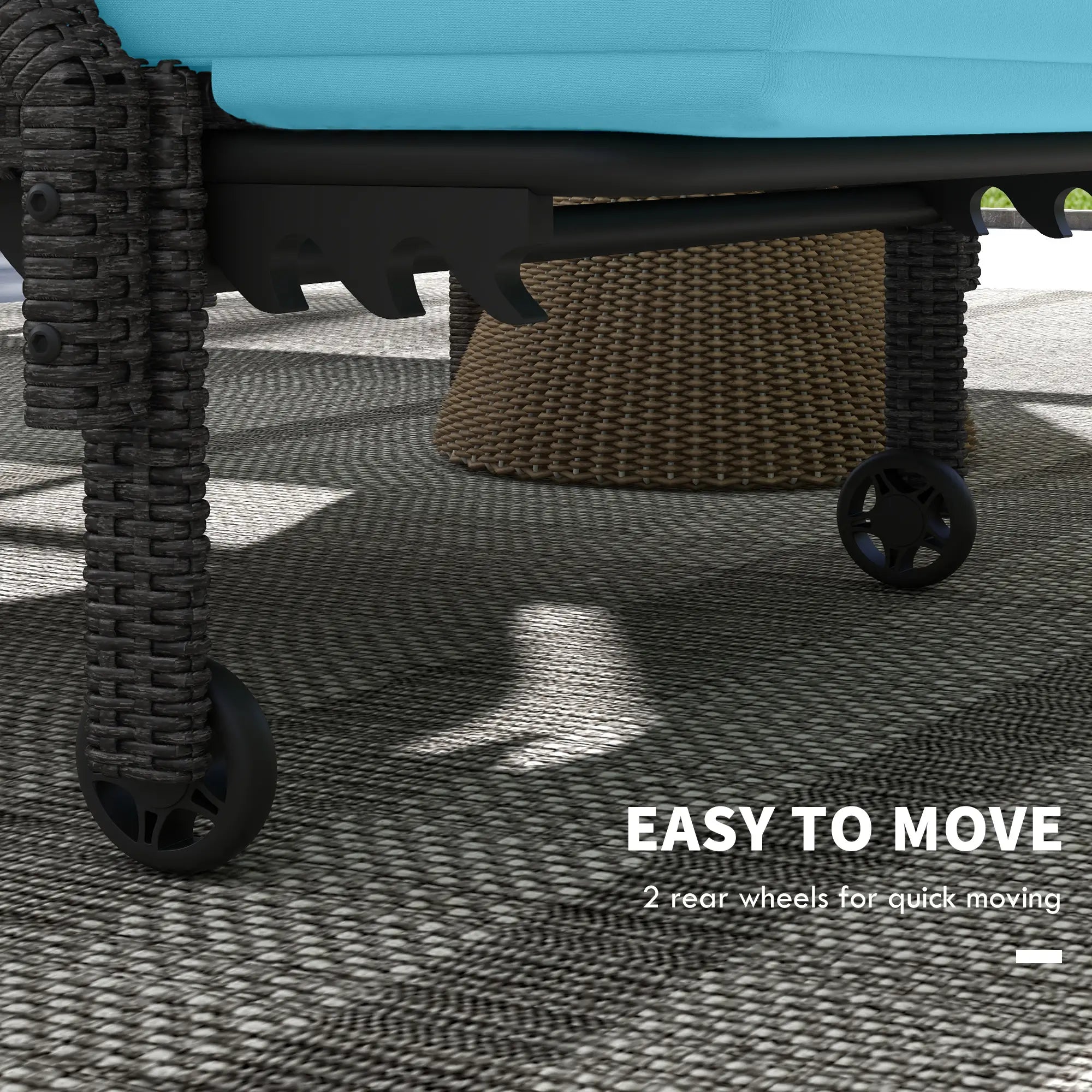 2 Piece Wicker Chaise Lounger, PE Rattan Outdoor Chair, Adjustable Backrest, Sky Blue Chaise Loungers at Gallery Canada