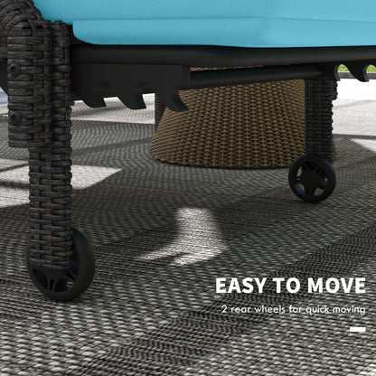 2 Piece Wicker Chaise Lounger, PE Rattan Outdoor Chair, Adjustable Backrest, Sky Blue Chaise Loungers at Gallery Canada