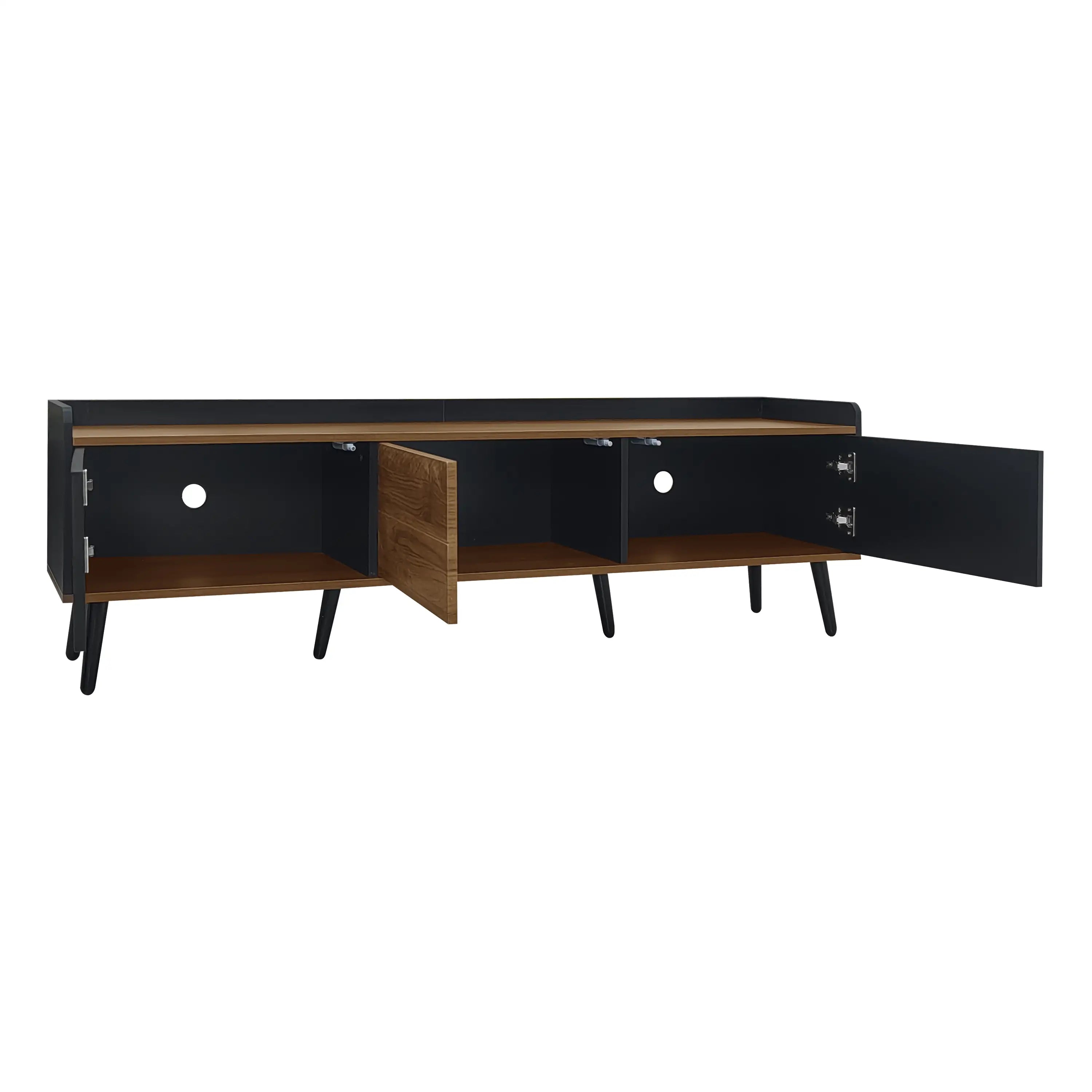Three Door Stand, Raised Edge, Sturdy Wooden Legs, 63