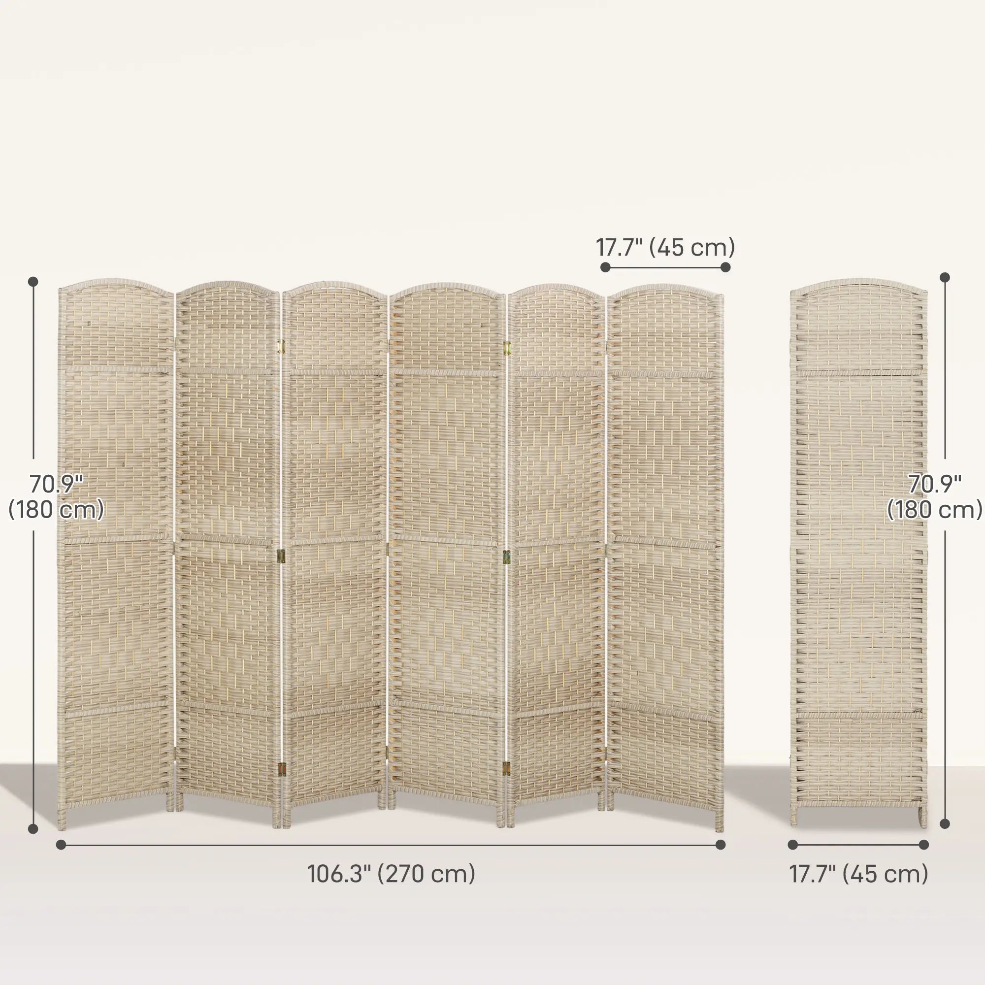 6 Ft Tall Folding Room Divider, 6 Panel Portable Privacy Screen, Light Oak Room Dividers at Gallery Canada