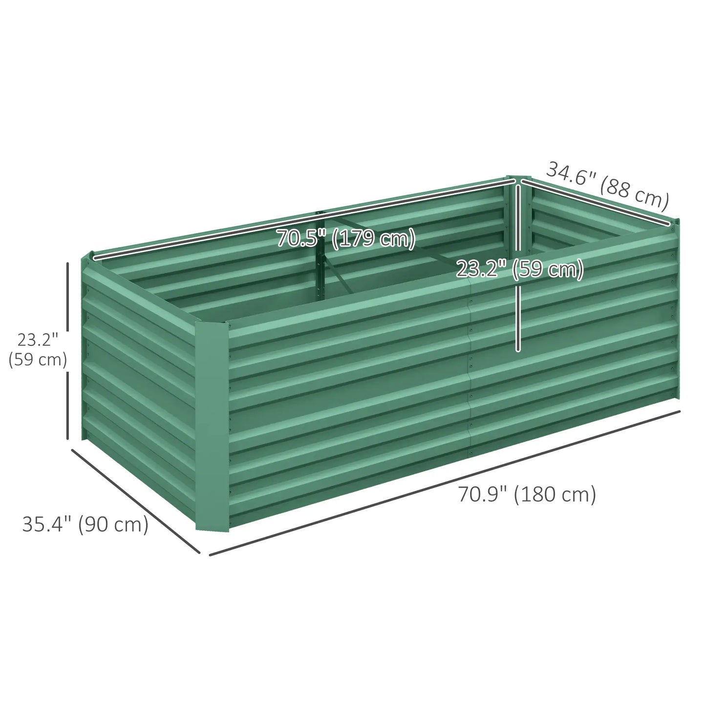 Galvanized Raised Garden Bed, Steel Planter 71" x 35" x 23", Light Green Raised Garden Beds at Gallery Canada
