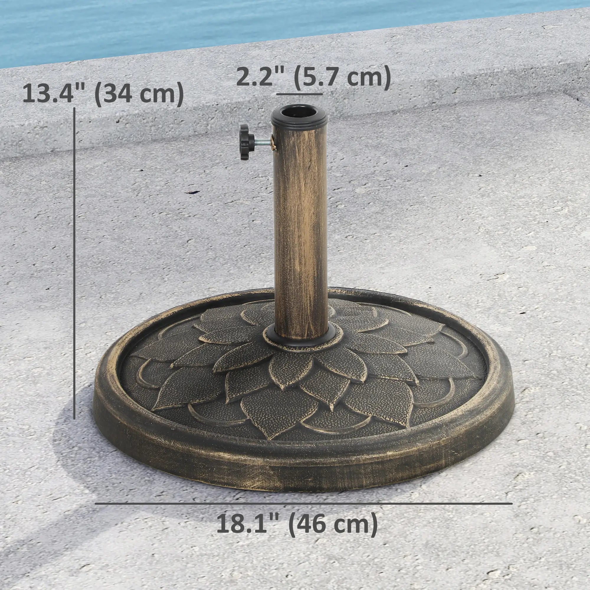 Round Patio Umbrella Base, 26 lbs Resin Stand, Heavy Duty Holder, Bronze Umbrella Bases at Gallery Canada