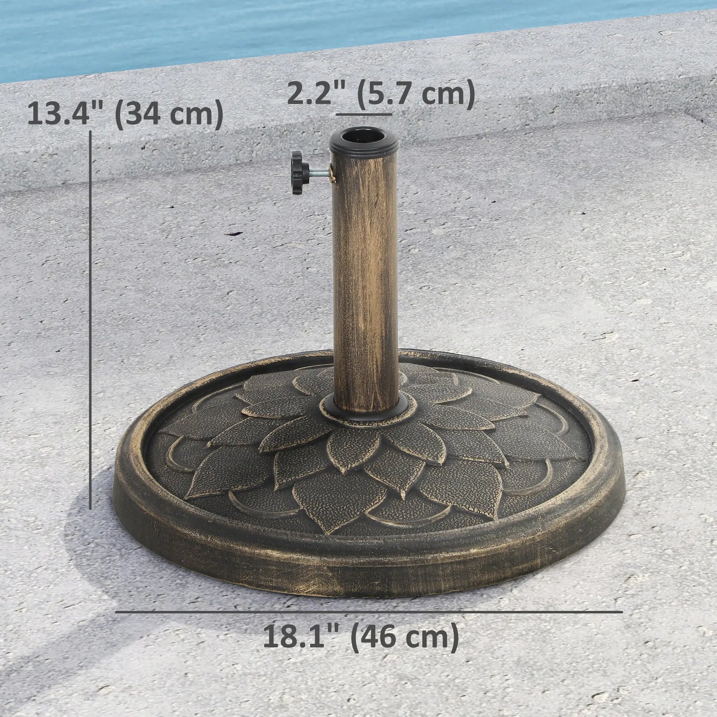 Round Patio Umbrella Base, 26 lbs Resin Stand, Heavy Duty Holder, Bronze Umbrella Bases at Gallery Canada