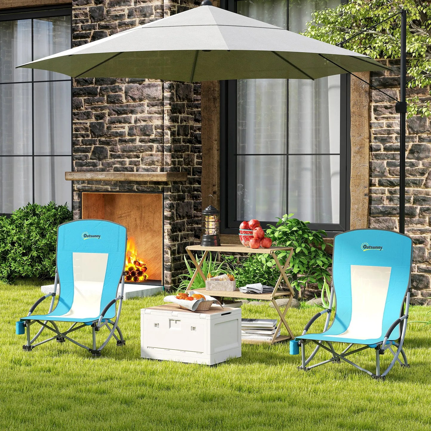 Folding Beach Chairs, Mesh Back, Carry Bag, Cup Holder, 27.6" x 22.8" x 31.1" Picnic Tables & Camping Chairs at Gallery Canada