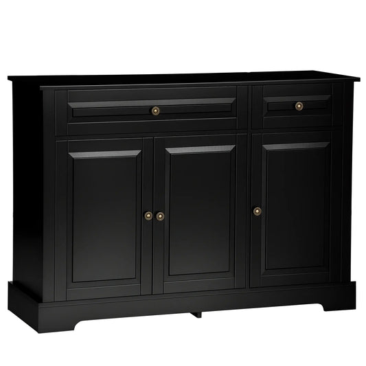 Modern Sideboard Cabinet, 2 Drawers, Adjustable Shelves, Black Bar Cabinets Black at Gallery Canada